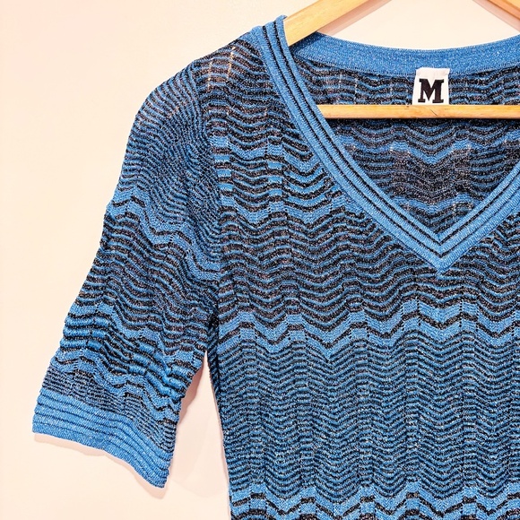 MISSONI Blue Sparkly Crochet Zigzag Dress - Picture 3 of 6